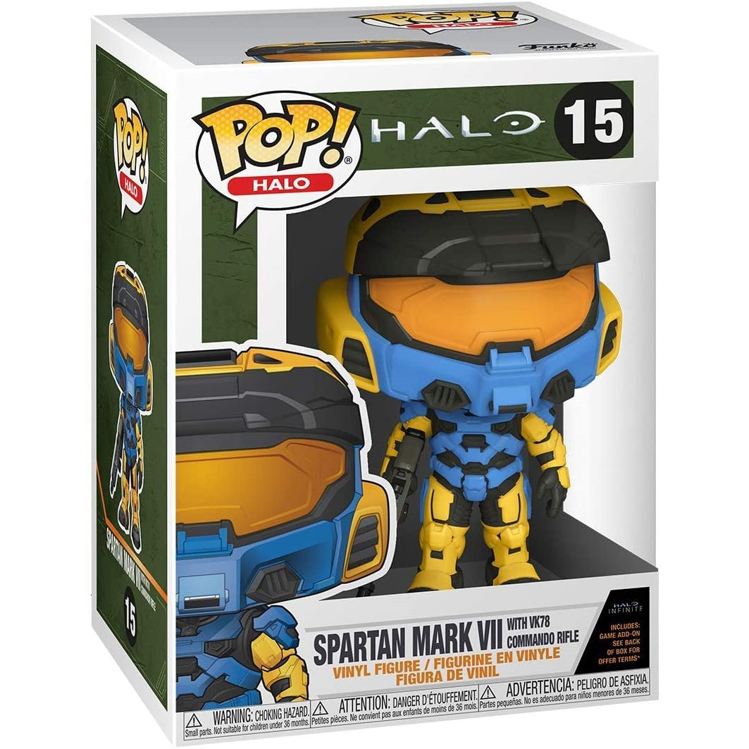 Spartan Mark VII with VK78 Blue & Yellow with Funko POP Games: Halo Infinite